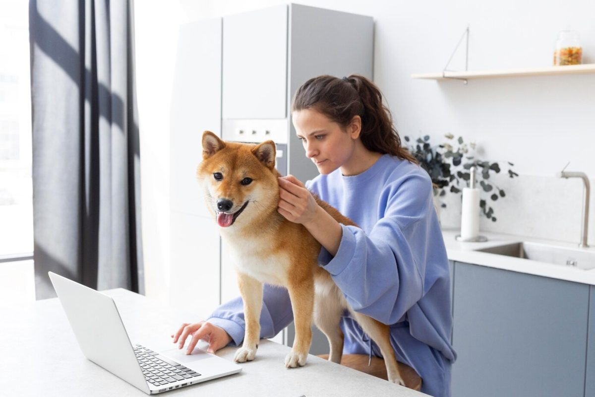 young-woman-trying-work-while-her-dog-is-distracting-her_23-2148991898